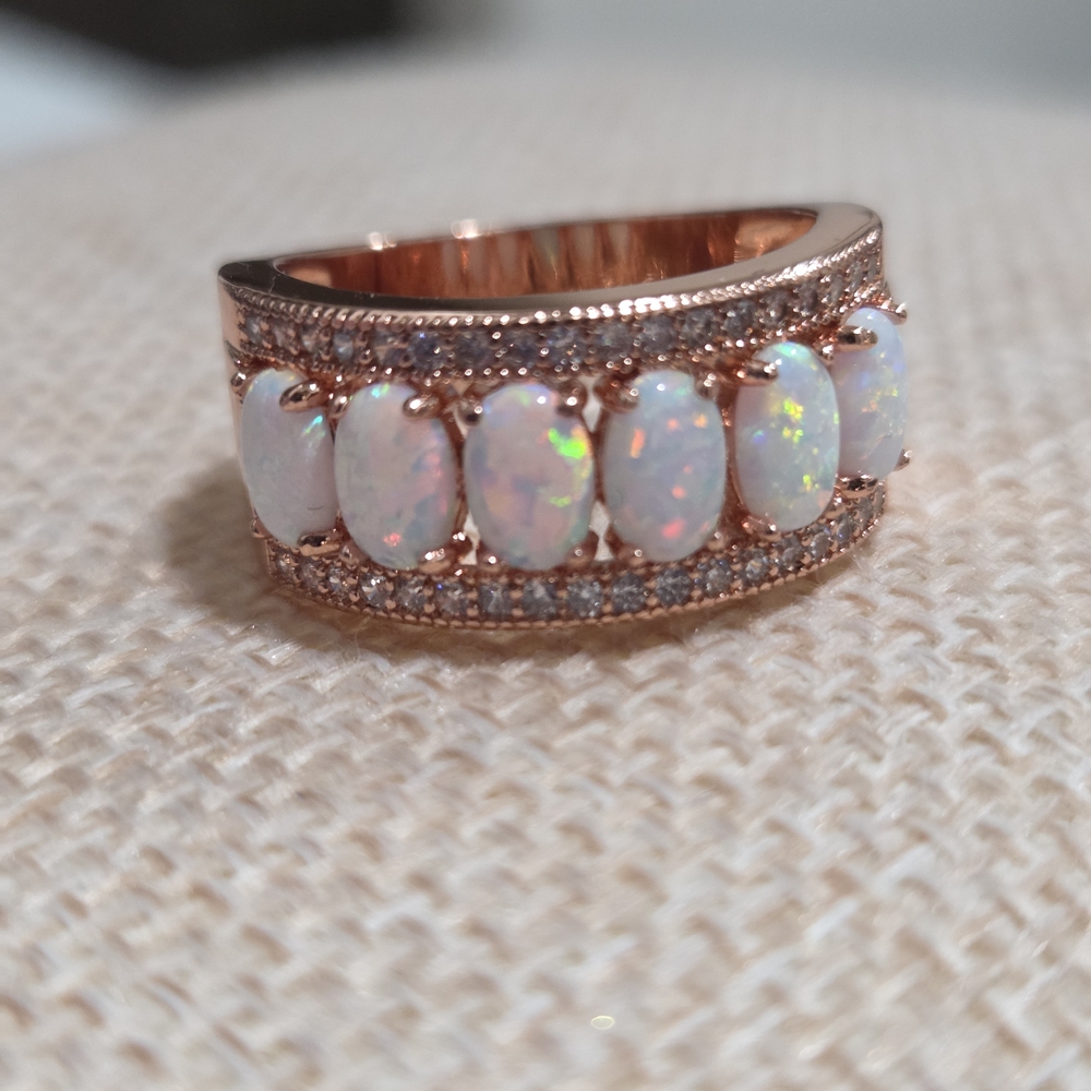 Elegant Rose Gold Opal Ring~size 5 & 8 Available